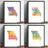 Missouri Map: State Map of Missouri - Sunset Series Art Print