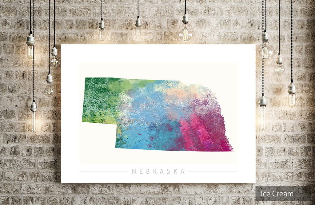 Nebraska Map: State Map of Nebraska - Nature Series Art Print