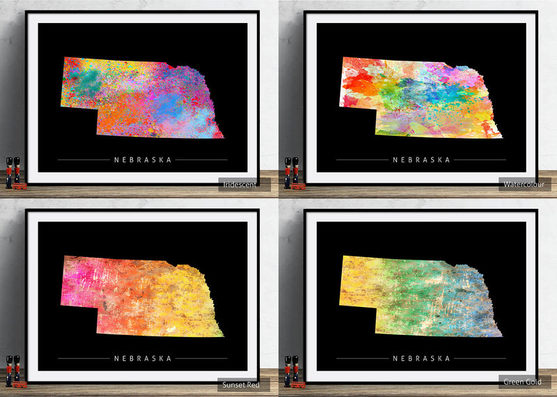 Nebraska Map: State Map of Nebraska - Sunset Series Art Print