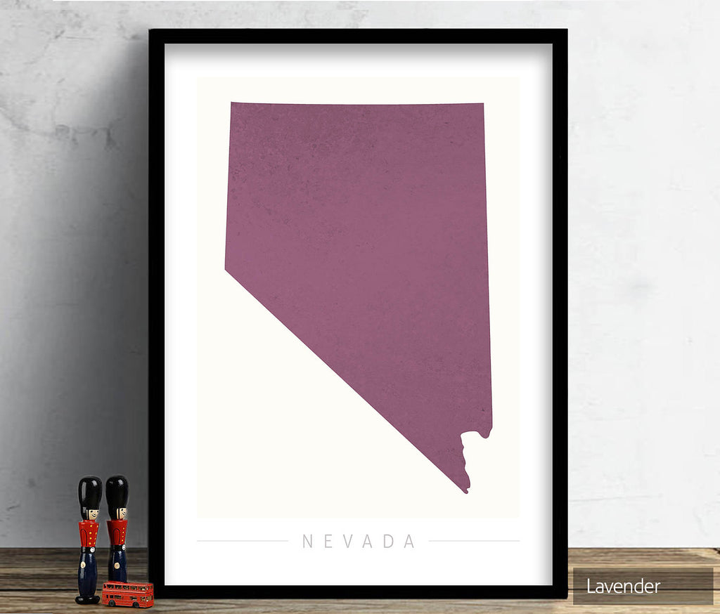 Nevada Map: State Map of Nevada - Colour Series Art Print