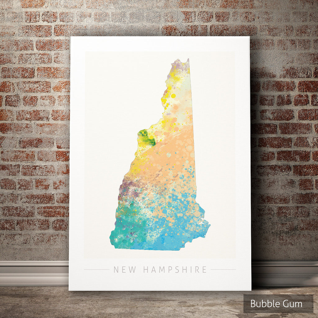 New Hampshire Map: State Map of New Hampshire - Nature Series Art Print