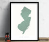 New Jersey Map: State Map of New Jersey - Colour Series Art Print