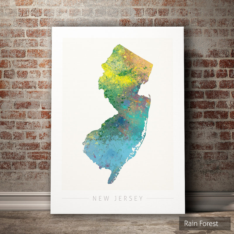 New Jersey Map: State Map of New Jersey - Nature Series Art Print