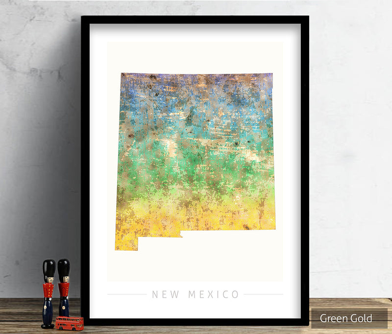 New Mexico Map: State Map of New Mexico - Sunset Series Art Print