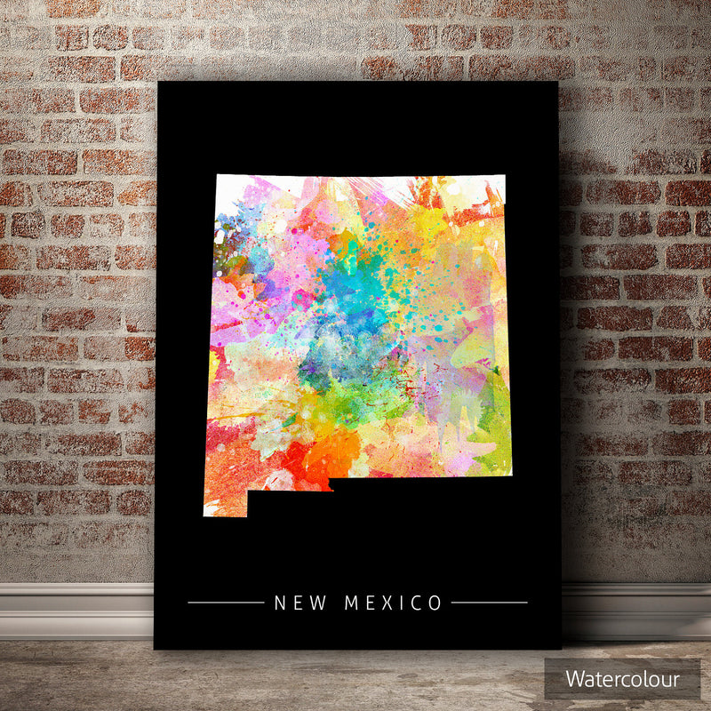 New Mexico Map: State Map of New Mexico - Sunset Series Art Print
