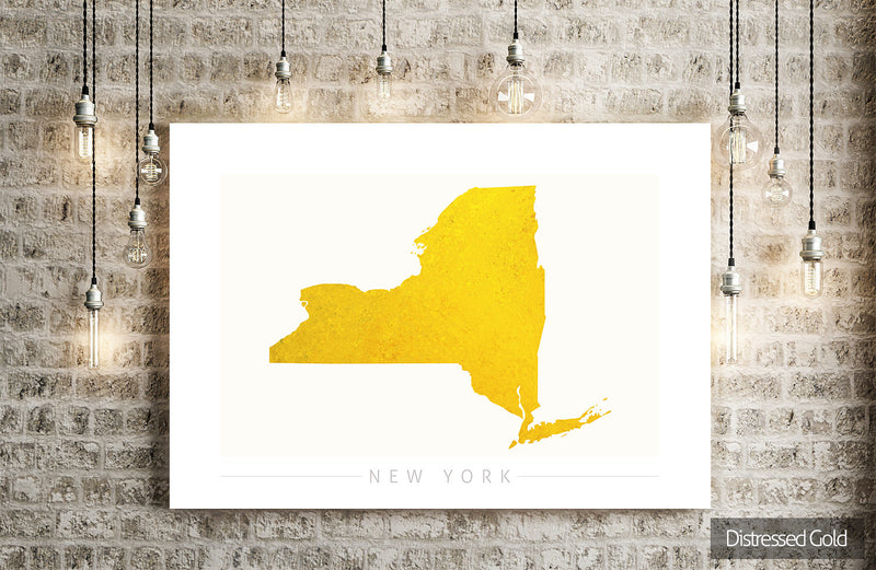 New York Map: State Map of New York - Colour Series Art Print