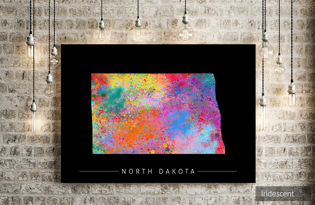 North Dakota Map: State Map of North Dakota - Sunset Series Art Print