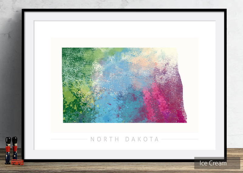 North Dakota Map: State Map of North Dakota - Nature Series Art Print