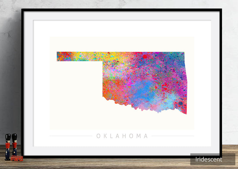 Oklahoma Map: State Map of Oklahoma - Sunset Series Art Print