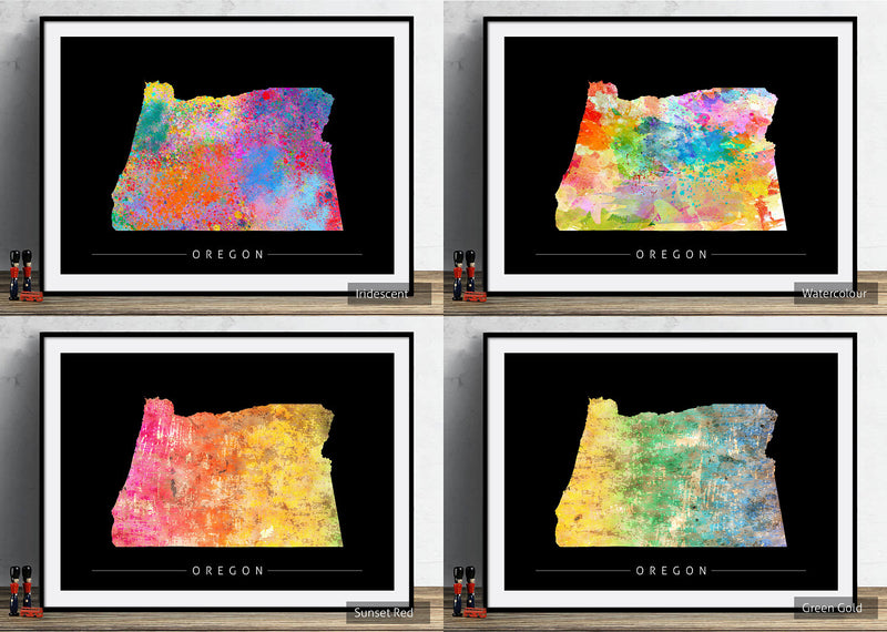 Oregon Map: State Map of Oregon - Sunset Series Art Print