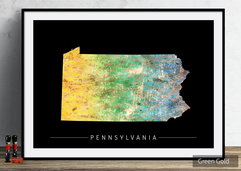 Pennsylvania Map: State Map of Pennsylvania - Sunset Series Art Print