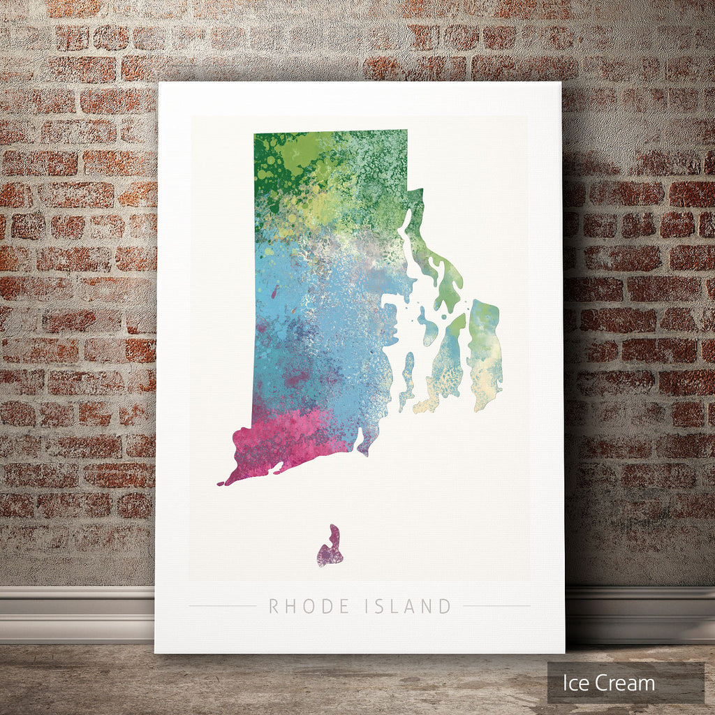 Rhode Island Map: State Map of Rhode Island - Nature Series Art Print