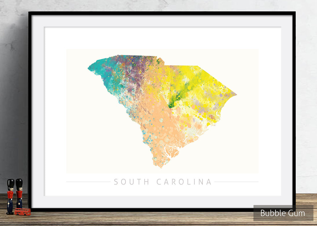 South Carolina Map: State Map of South Carolina - Nature Series Art Print