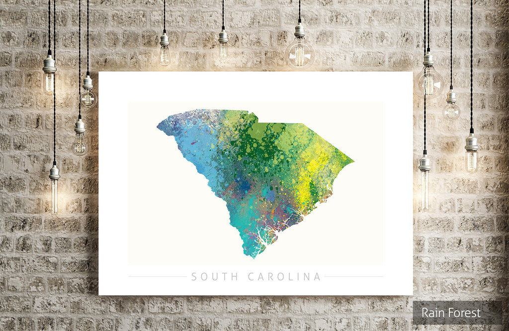 South Carolina Map: State Map of South Carolina - Nature Series Art Print