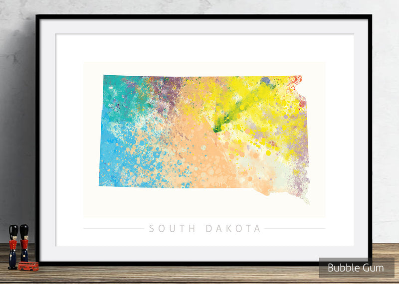 South Dakota Map: State Map of South Dakota - Nature Series Art Print