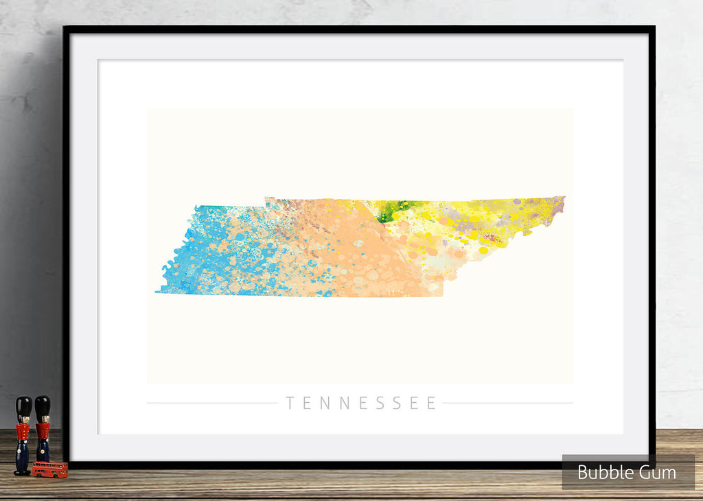 Tennessee Map: State Map of Tennessee - Nature Series Art Print