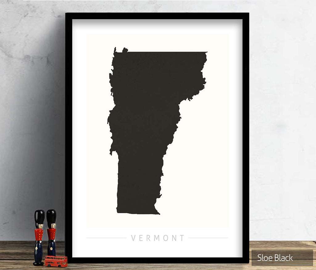 Vermont Map: State Map of Vermont - Colour Series Art Print