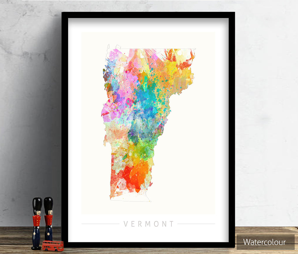 Vermont Map: State Map of Vermont - Sunset Series Art Print