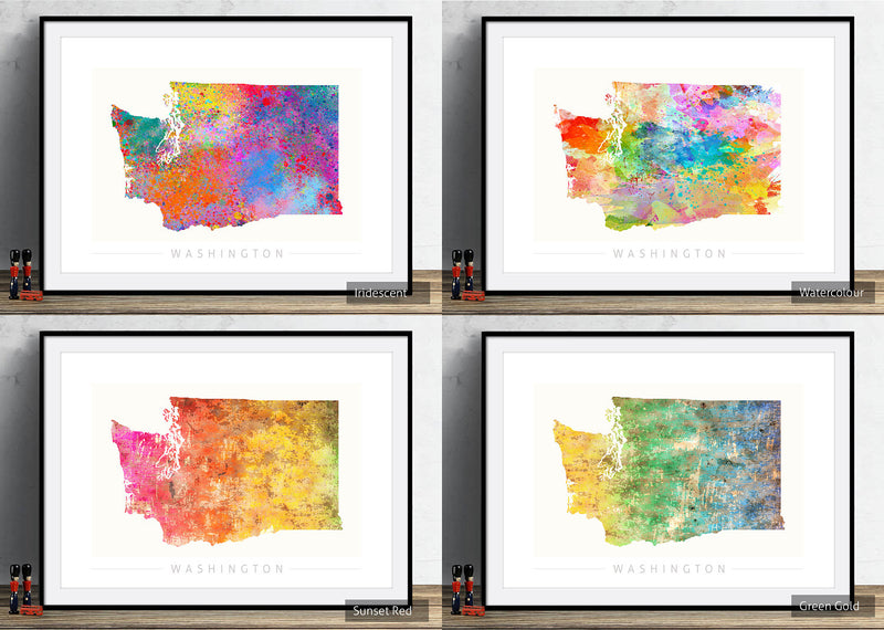 Washington Map: State Map of Washington DC - Sunset Series Art Print