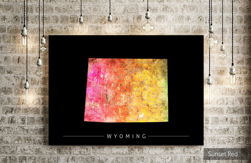 Wyoming Map: State Map of Wyoming - Sunset Series Art Print