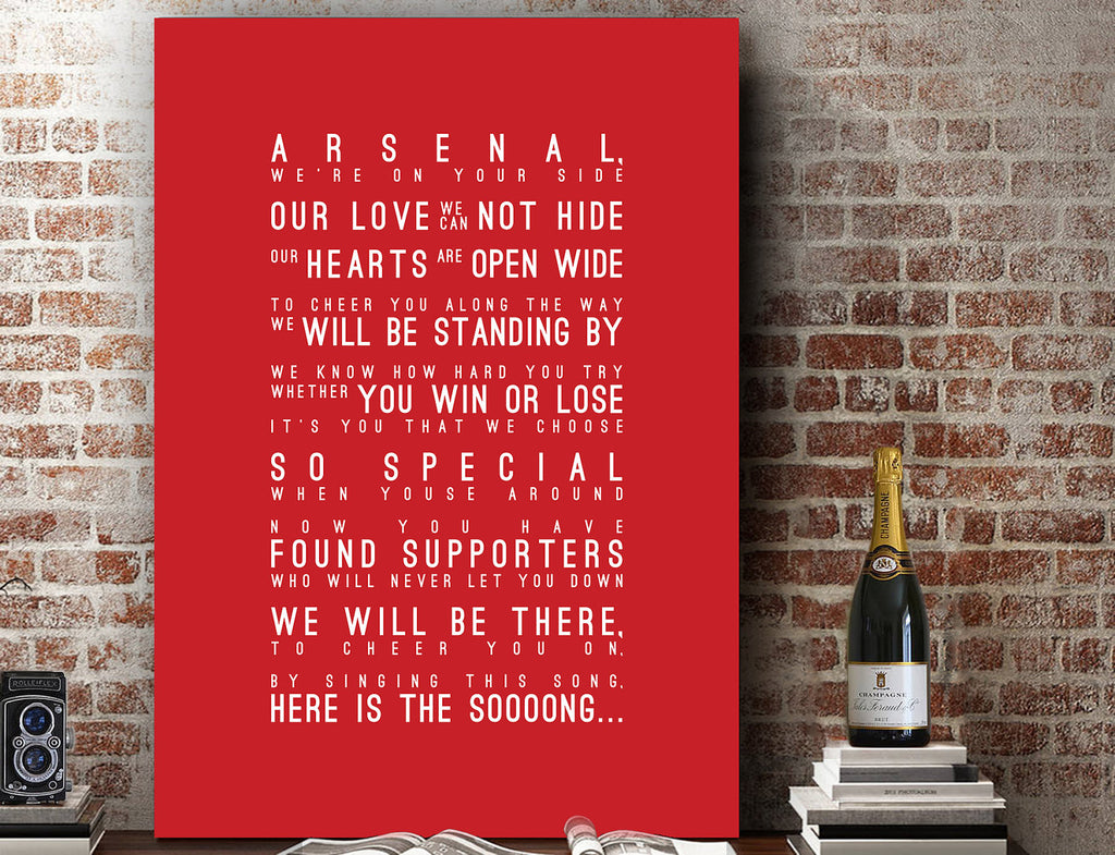 Arsenal, Arsenal FC Inspired Lyrics Football Anthems Print