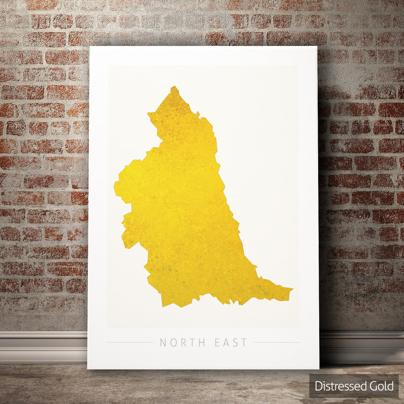 North East Map: County Map of North East England - Colour Series Art Print