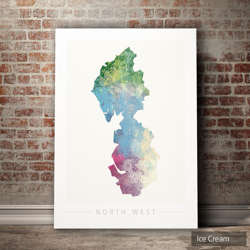 North West Map: County Map of North West England - Nature Series Art Print