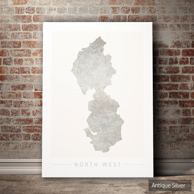 North West Map: County Map of North West England - Colour Series Art Print