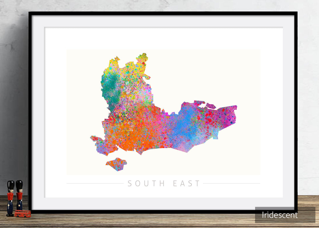 South East Map: County Map of South East England - Sunset Series Art Print