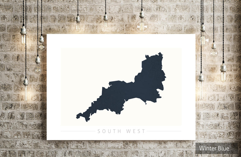 South West Map: County Map of South West England - Colour Series Art Print