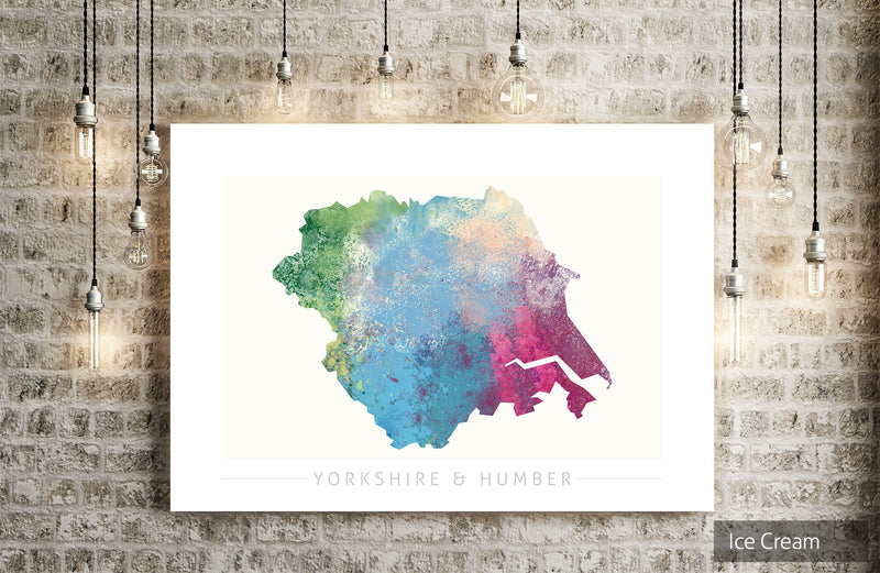 Yorkshire & Humber Map: County Map of Yorkshire and Humber - Nature Series Art Print