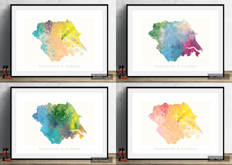 Yorkshire & Humber Map: County Map of Yorkshire and Humber - Nature Series Art Print