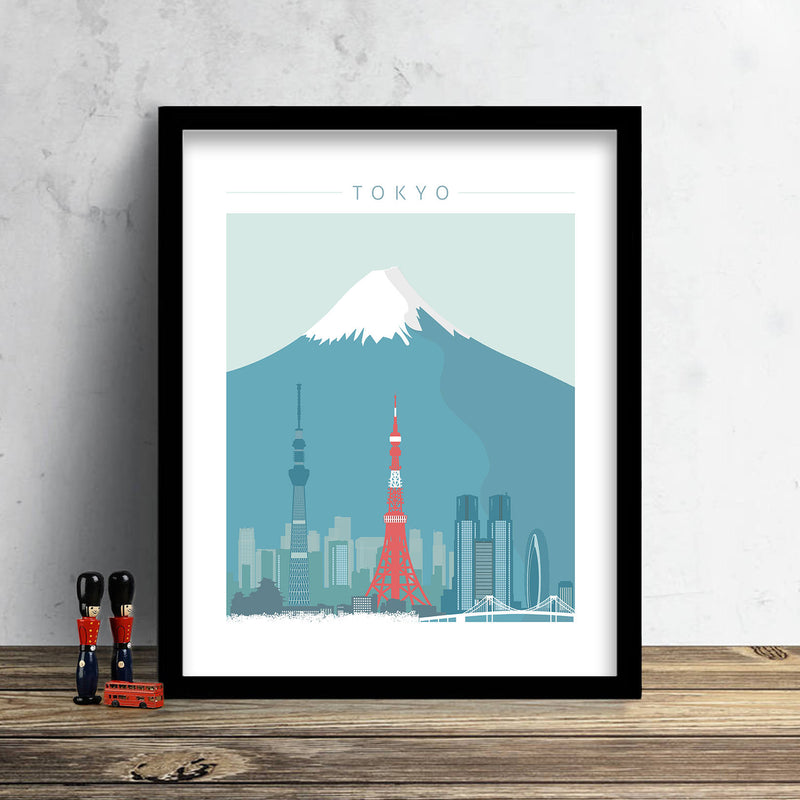 Tokyo Mount Fuji Skyline: Cityscape Art Print, Home