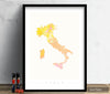 Italy Map: Country Map of Italy  - Nature Series Art Print