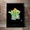 France Map: Country Map of France - Sunset Series Art Print