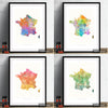 France Map: Country Map of France - Sunset Series Art Print