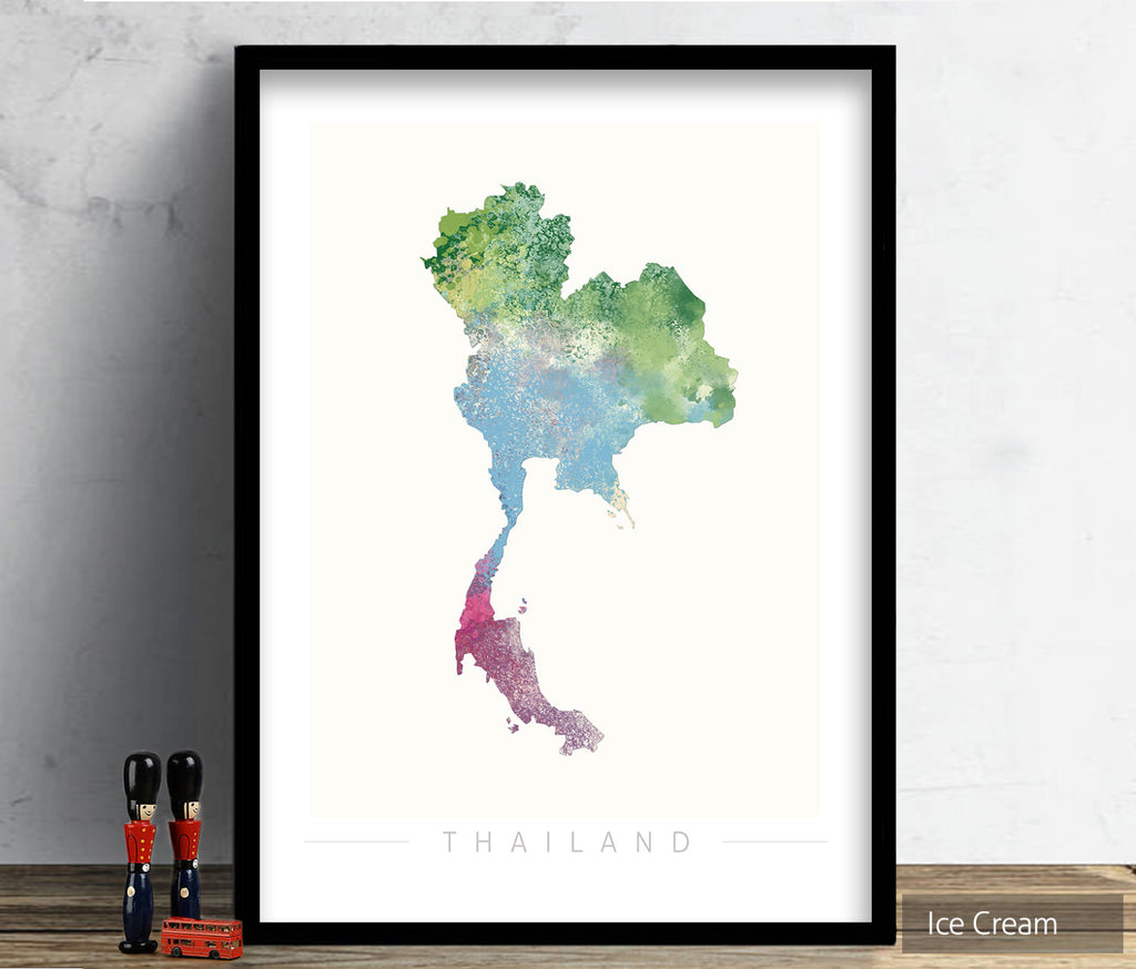 Thailand Map: Country Map of Thailand  - Nature Series Art Print
