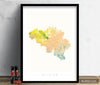 Belgium Map: Country Map of Belgium  - Nature Series Art Print