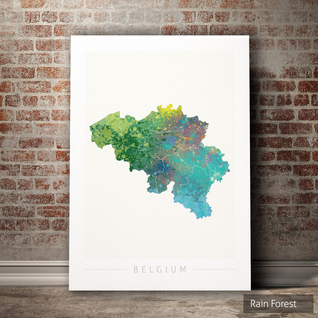 Belgium Map: Country Map of Belgium  - Nature Series Art Print