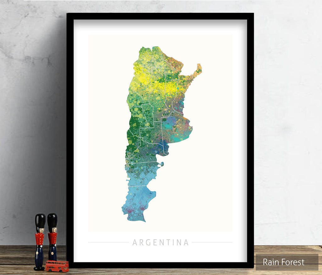 Argentina Map: Country Map of Argentina  - Nature Series Art Print