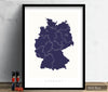Germany Map: Country Map of Germany - Colour Series Art Print