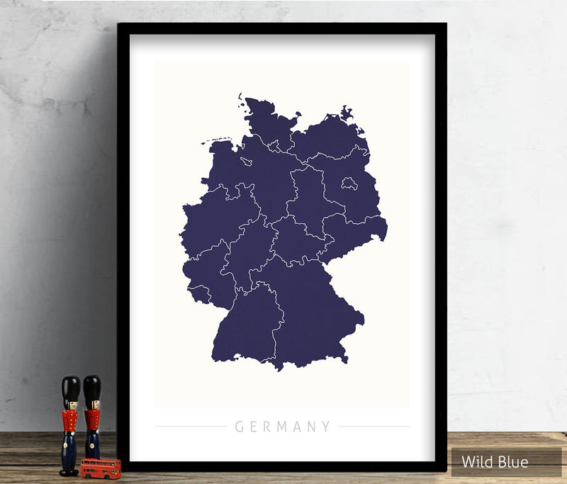 Germany Map: Country Map of Germany - Colour Series Art Print