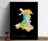 Wales Map: Country Map of Wales - Sunset Series Art Print