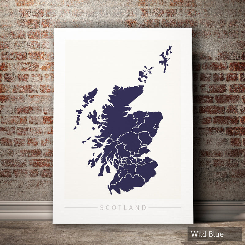 Scotland Map: Country Map of Scotland - Colour Series Art Print