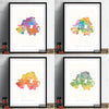 Northern Ireland Map: Country Map of Northern Ireland - Sunset Series Art Print