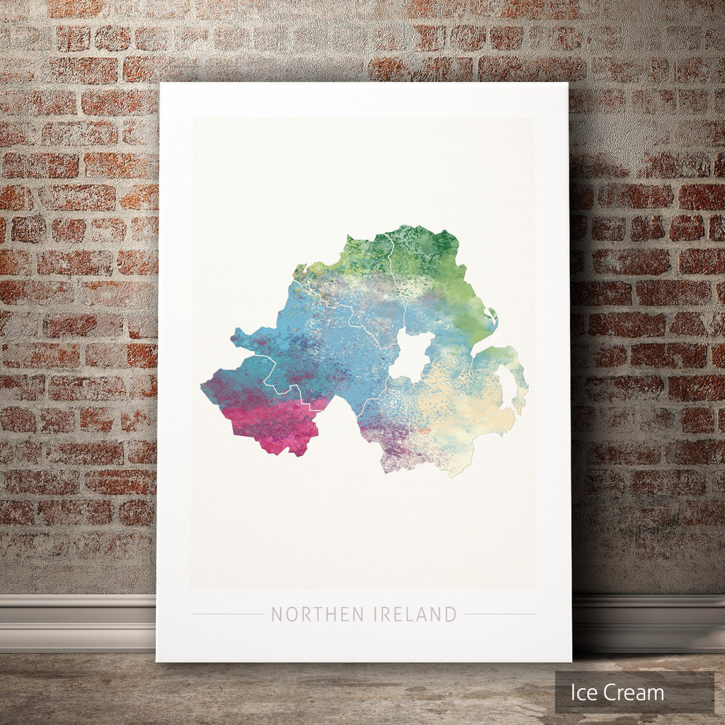 Northern Ireland Map: Country Map of Northern Ireland  - Nature Series Art Print