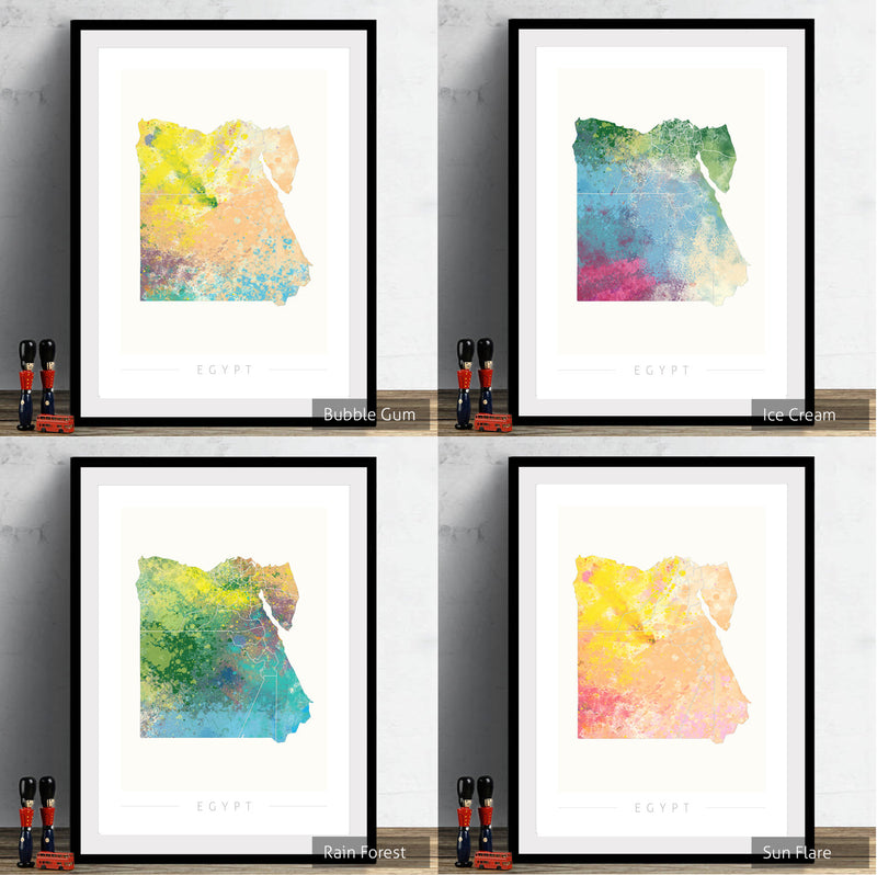 Egypt Map: Country Map of Egypt  - Nature Series Art Print