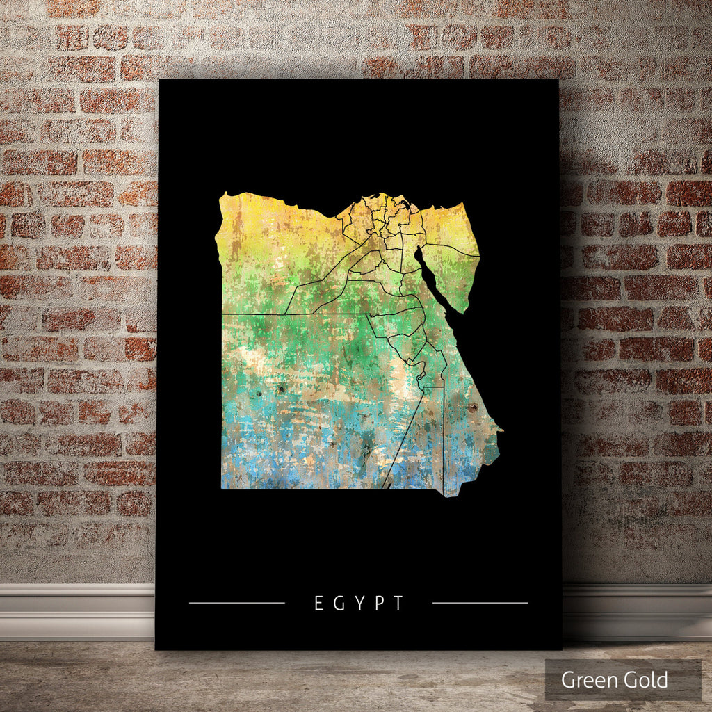 Egypt Map: Country Map of Egypt - Sunset Series Art Print