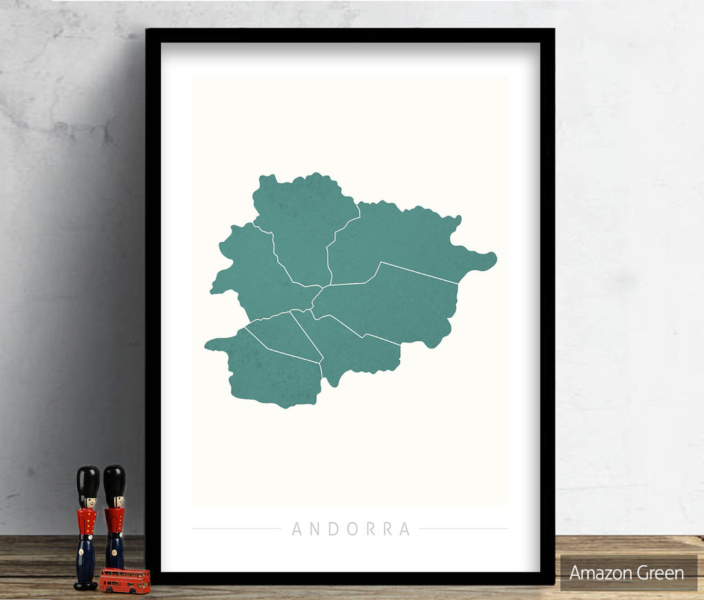 Andorra Map: Country Map of Andorra - Colour Series Art Print