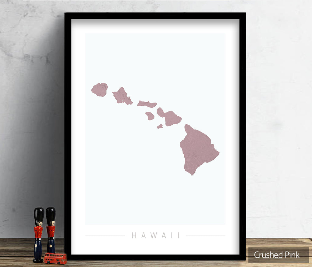 Hawaii Map: Island Map of Hawaii - Colour Series Art Print